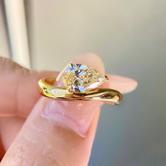 14k Gold 1.20 Ct Natural Yellow Diamond Ring