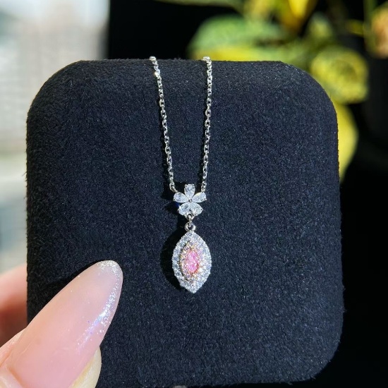 14k Gold 0.38 Ctw Natural Pink Diamond & Diamond Necklace