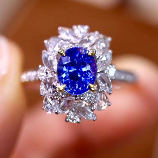 14k Gold 1.34 Ctw Natural Sapphire & Diamond Ring