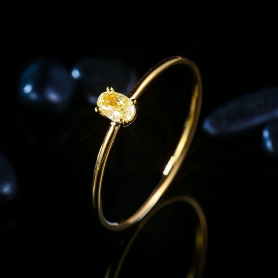 14k Gold 0.10 Ct Natural Yellow Diamond Ring