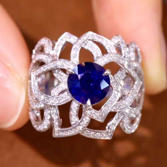 14k Gold 1.88 Ctw Natural Sapphire & Diamond Ring