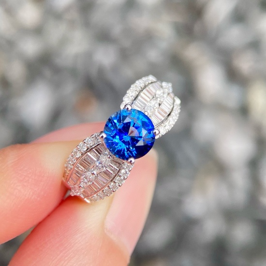 14k Gold 2.15 Ctw Natural Sapphire & Diamond Ring
