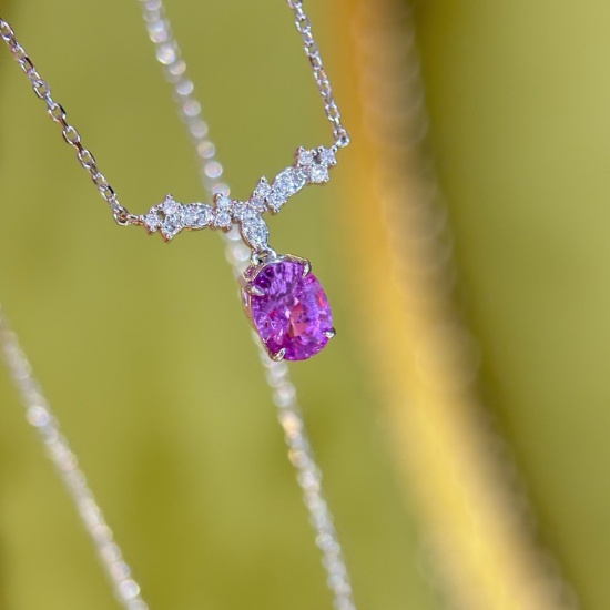 14k Gold 1.02 Ct Natural Sapphire & Diamond Necklace