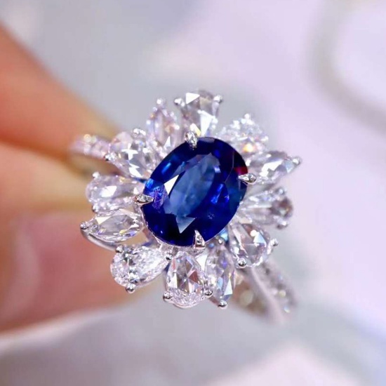 14k Gold 1.90 Ctw Natural Sapphire & Diamond Ring