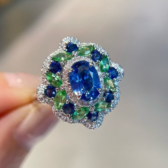 14k Gold 1.28 Ct Natural Sapphire & Diamond Ring