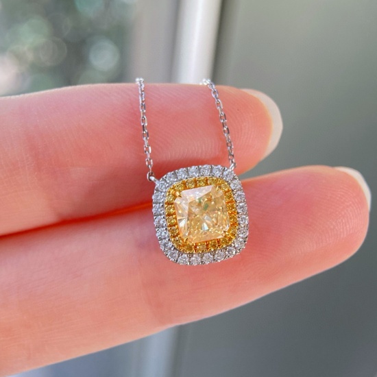 14k Gold 1.23 Ctw Natural Yellow Diamond & Diamond Necklace