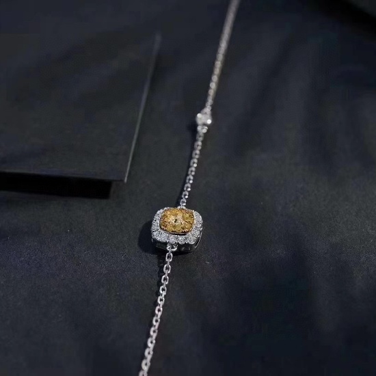 14k Gold 0.29 Ctw Natural Yellow Diamond & Diamond Bracelet