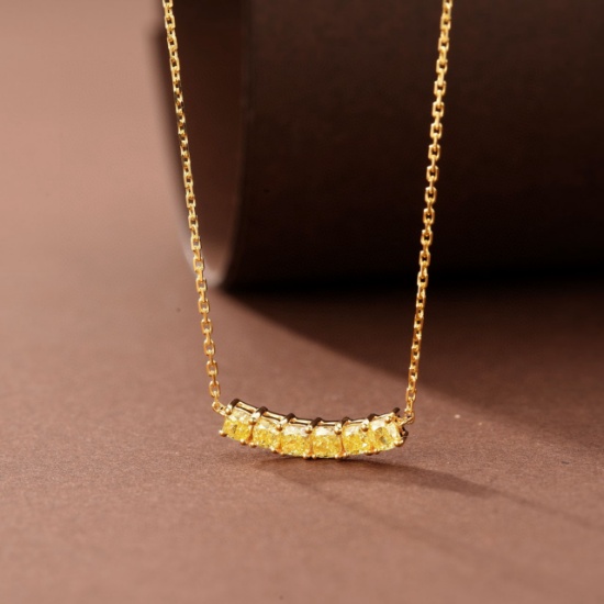 14k Gold 0.85 Ct Natural Yellow Diamond Necklace