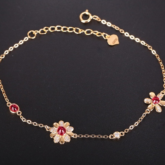 14k Gold 0.69 Ctw Natural Spinel & Diamond Bracelet