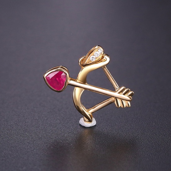 14k Gold 0.31 Ctw Natural Ruby & Diamond Pendant( Without Chain )