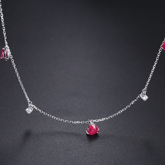 14k Gold 1.41 Ctw Natural Ruby & Diamond Necklace