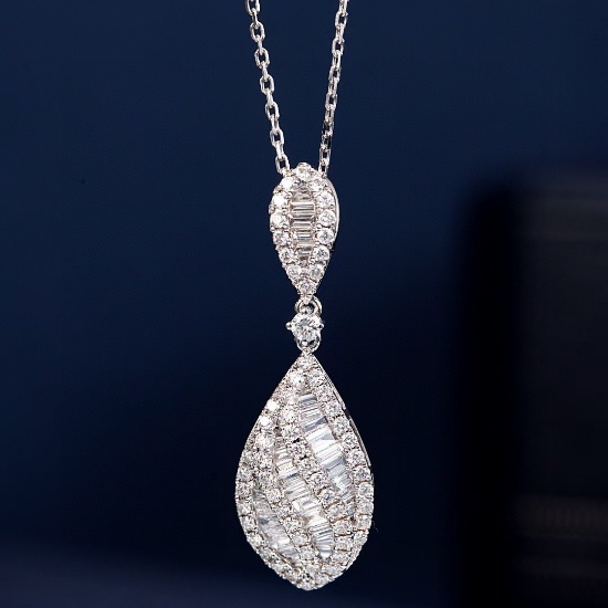 14k Gold 0.77 Ctw Natural H Diamond Pendant( Without Chain )