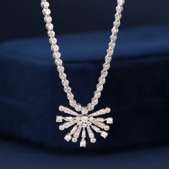 14k Gold 0.80 Ctw Natural H Diamond Necklace