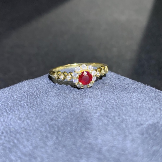 14k Gold 0.63 Ctw Natural Ruby & Diamond Ring