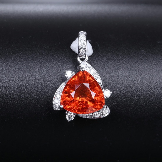 14k Gold 3.25 Ctw Natural Spessartine & Diamond Pendant( Without Chain )