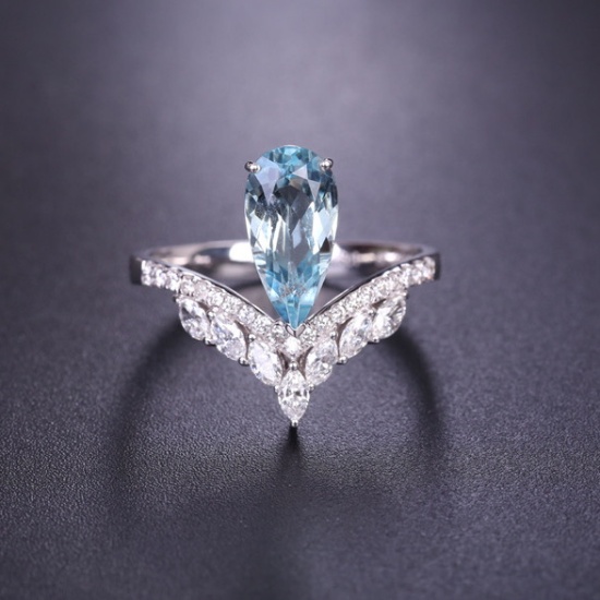 14k Gold 1.86 Ctw Natural Aquamarine & Diamond Ring