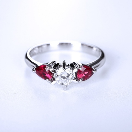 14k Gold 0.88 Ctw Natural Ruby & Diamond Ring