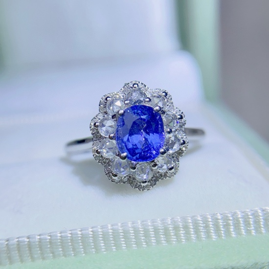 14k Gold 1.00 Ct Natural Sapphire & Diamond & Sapphire Ring/pendant( Without Chain )