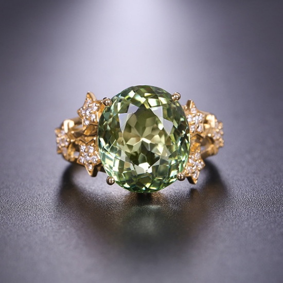 14k Gold 9.68 Ctw Natural Tourmaline & Diamond Ring