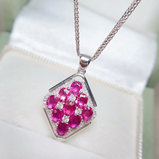 14k Gold 2.70 Ct Natural Ruby & Diamond & Sapphire Pendant( Without Chain )