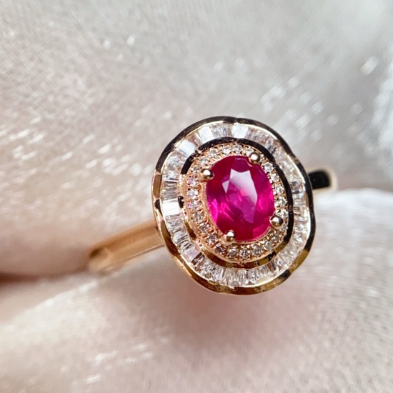 14k Gold 0.58 Ct Natural Ruby & Diamond Ring
