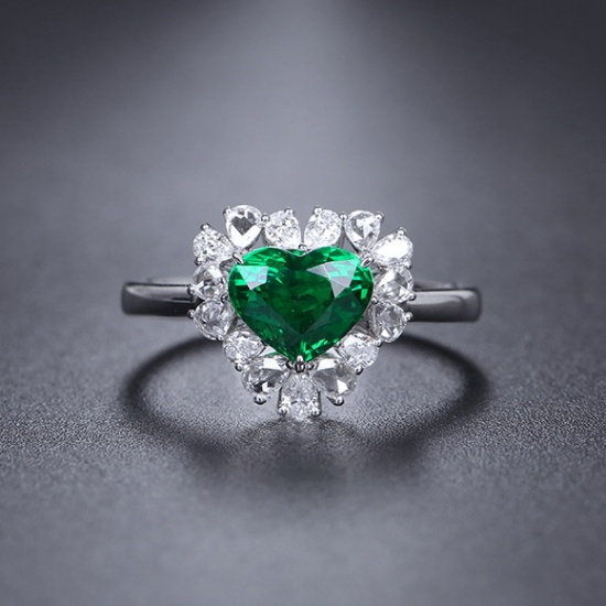 14k Gold 2.01 Ctw Vivid Green Natural Tsavorite & Diamond Ring