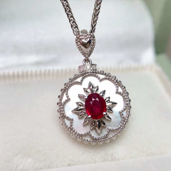 14k Gold 0.45 Ct Vivid Red Natural Ruby & Diamond Pendant( Without Chain )