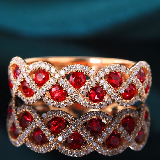 14k Gold 1.04 Ctw Natural Ruby & Diamond Ring
