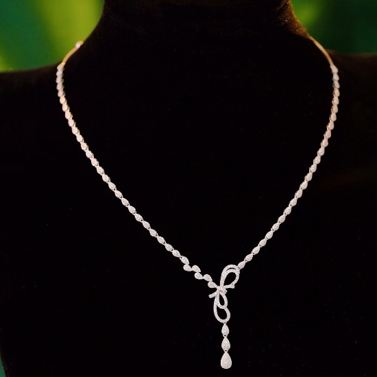 14k Gold 1.46 Ct Natural H Diamond Necklace