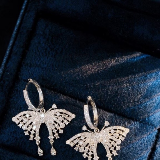 14k Gold 1.36 Ct Natural H Diamond & Butterfly Earrings