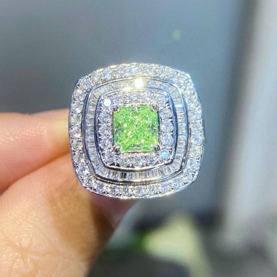 Gia Certified 14k Gold 1.95 Ctw Natural Green Diamond & Diamond Ring/pendant( Without Chain )