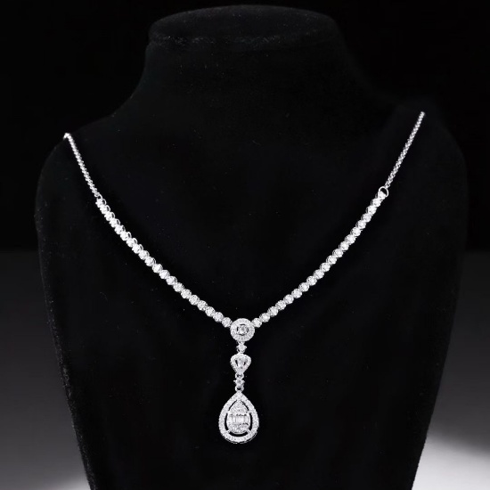 14k Gold 1.08 Ct Natural H Diamond Necklace