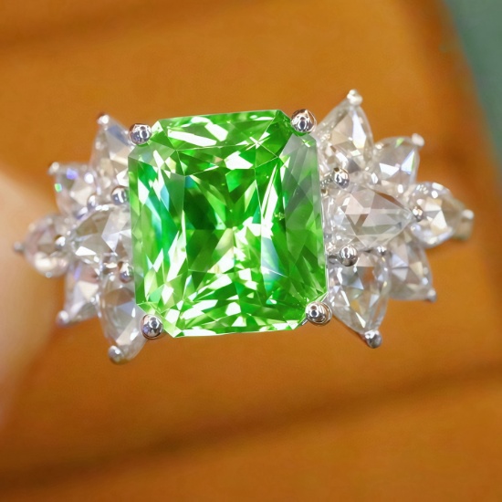 14k Gold 2.62 Ctw Natural Tsavorite & Diamond Ring