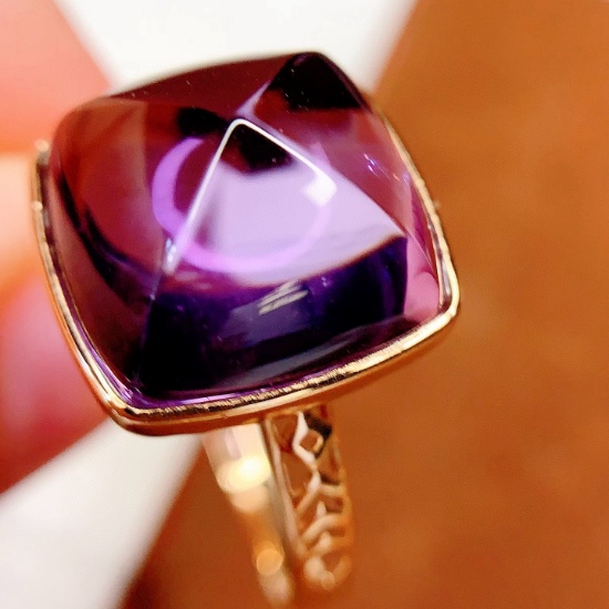 14k Gold 10 Ct Natural Amethyst Ring