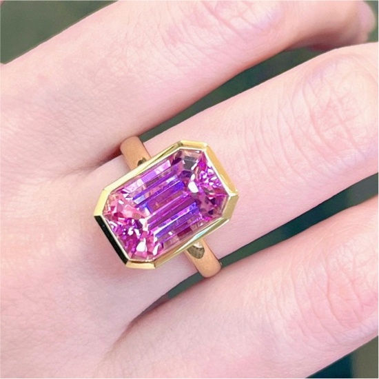 14k Gold 8.50 Ct Natural Kunzite Ring