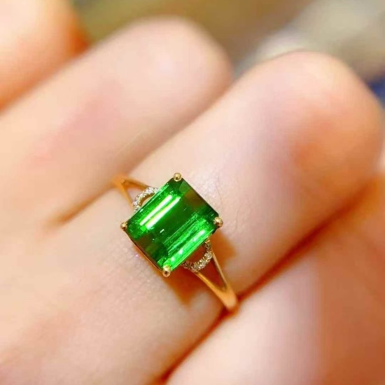 14k Gold 2.55 Ct Natural Tourmaline & Diamond Ring