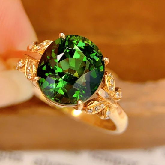 14k Gold 3.18 Ct Natural Tourmaline & Diamond Ring