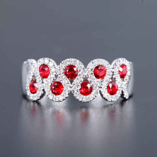 14k Gold 0.78 Ctw Natural Ruby & Diamond Ring