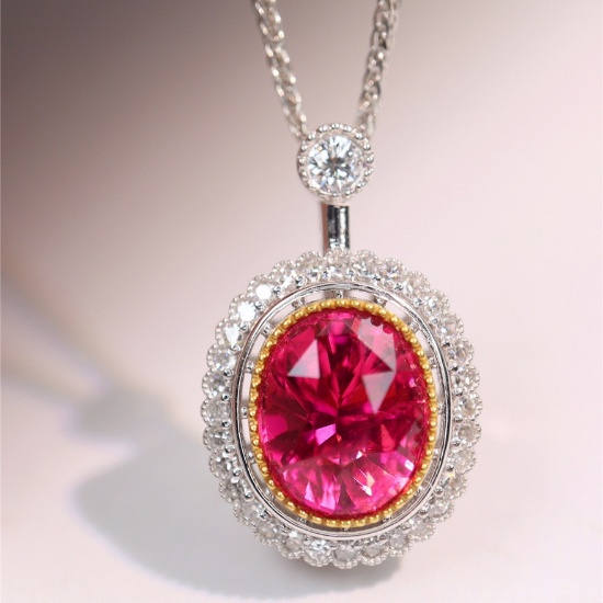 14k Gold 2.23 Ctw Natural Spinel & Diamond Pendant( Without Chain )