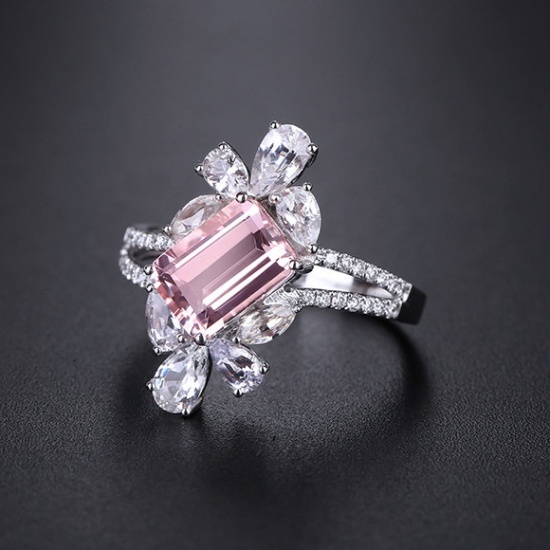 14k Gold 2.82 Ctw Natural Morganite & Sapphire Ring