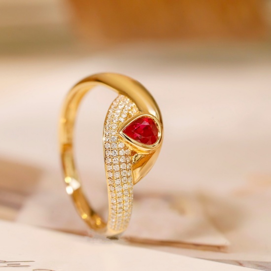 14k Gold 0.69 Ctw Natural Ruby & Diamond Ring