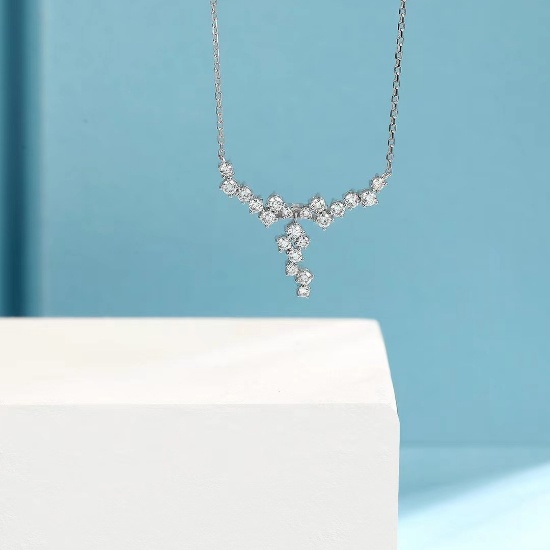 14k Gold 0.38 Ct Natural H Diamond Necklace