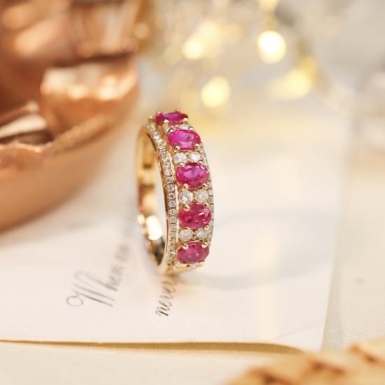 14k Gold 1.69 Ctw Natural Ruby & Diamond Ring