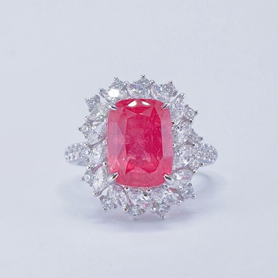 14k Gold 4.21 Ctw Natural Spinel & Diamond Ring/pendant( Without Chain )