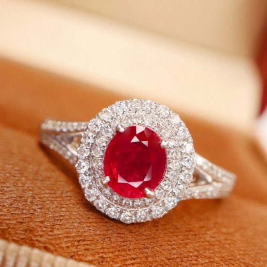 14k Gold 0.99 Ctw Natural Ruby & Diamond Ring