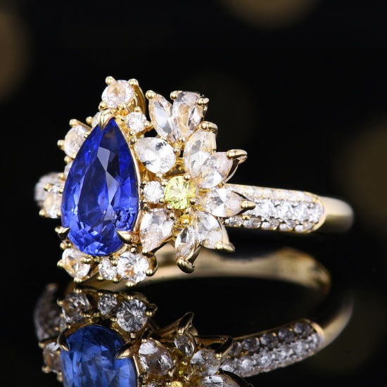 14k Gold 1.75 Ctw Natural Sapphire & Diamond Ring