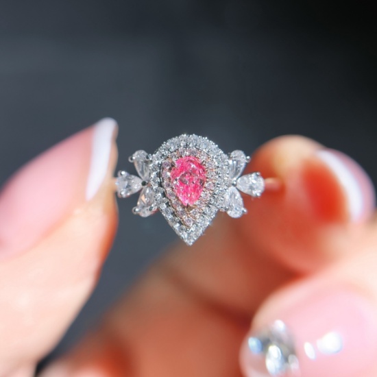 14k Gold 0.51 Ctw Natural Pink Diamond & Diamond Ring