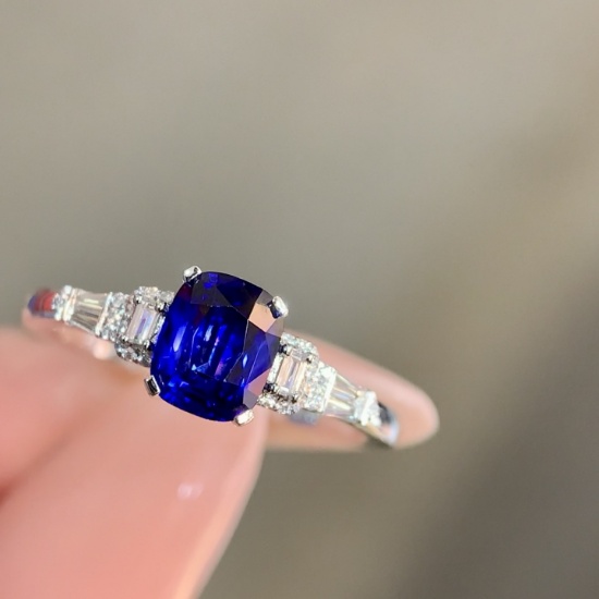 14k Gold 1.36 Ctw Natural Sapphire & Diamond Ring