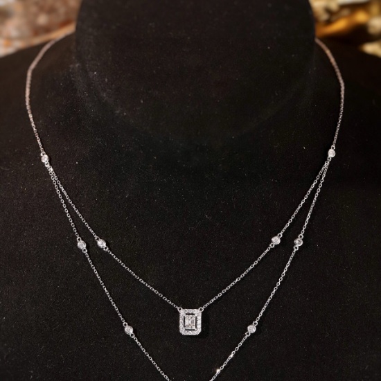 14k Gold 0.58 Ct Natural H Diamond Necklace