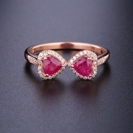 14k Gold 0.88 Ctw Natural Ruby & Diamond Ring